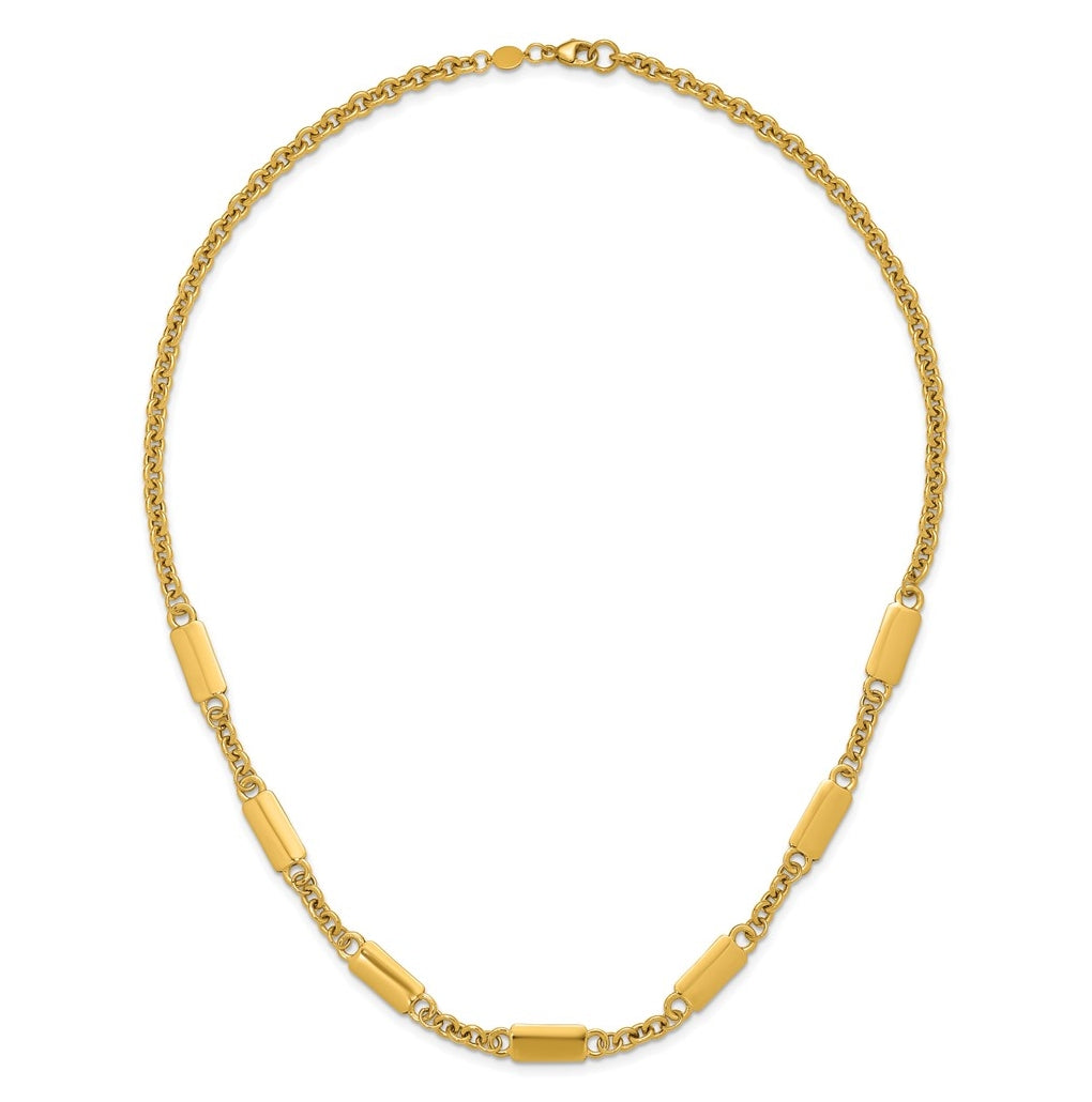 14k Yellow Gold Polished Bar Station Necklace