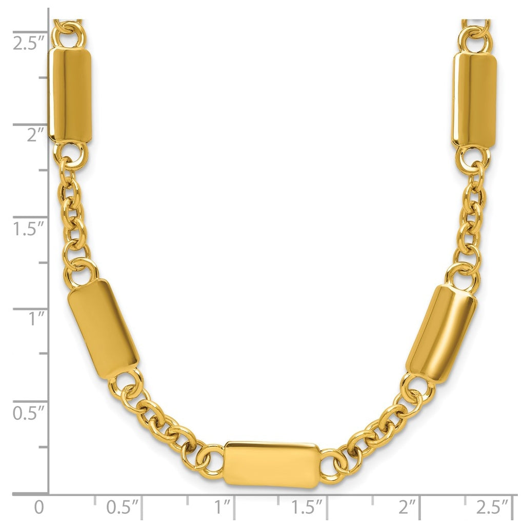 14k Yellow Gold Polished Bar Station Necklace