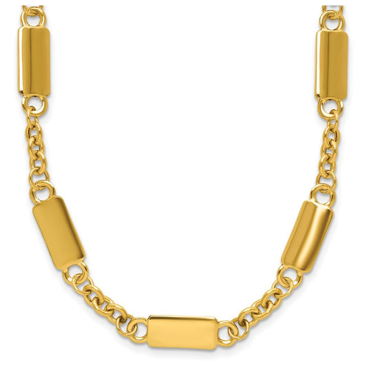 14k Yellow Gold Polished Bar Station Necklace
