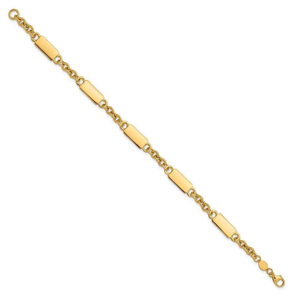 14k Yellow Gold Polished Bar Station Bracelet