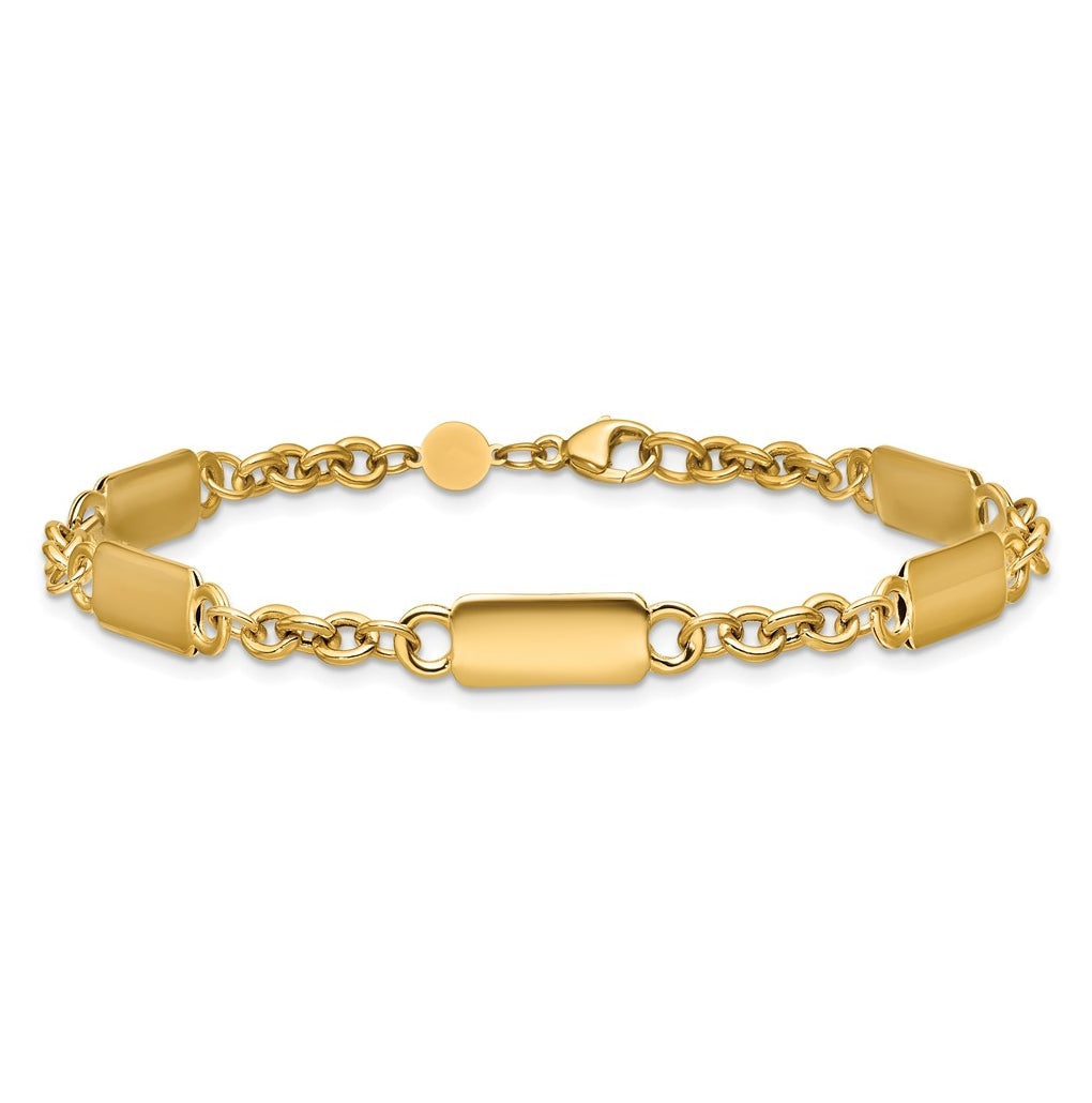14k Yellow Gold Polished Bar Station Bracelet