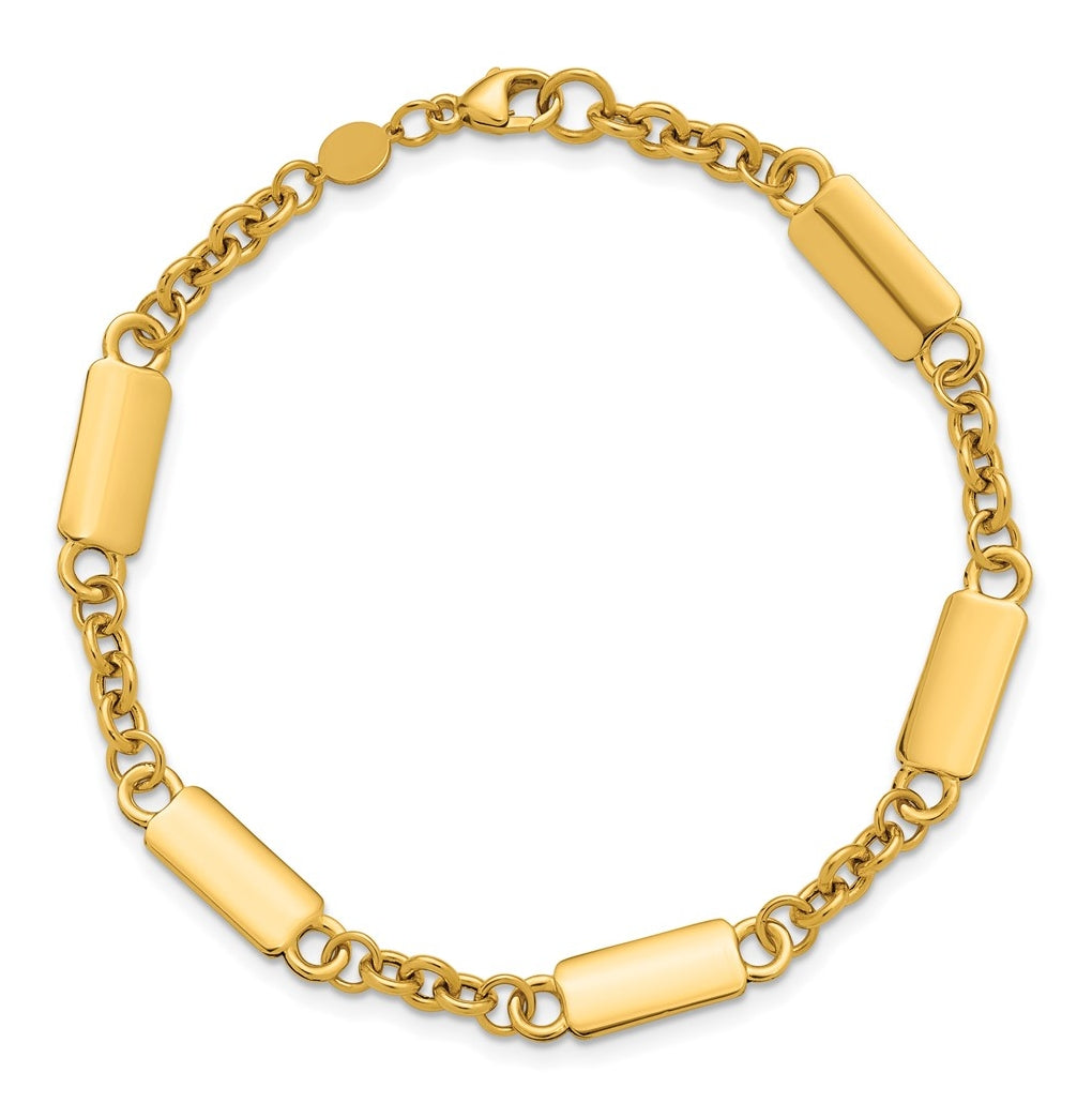 14k Yellow Gold Polished Bar Station Bracelet