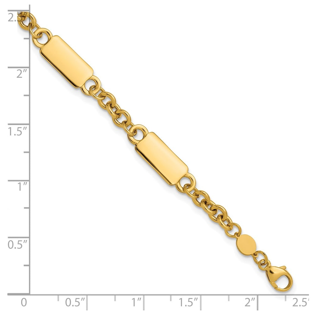 14k Yellow Gold Polished Bar Station Bracelet