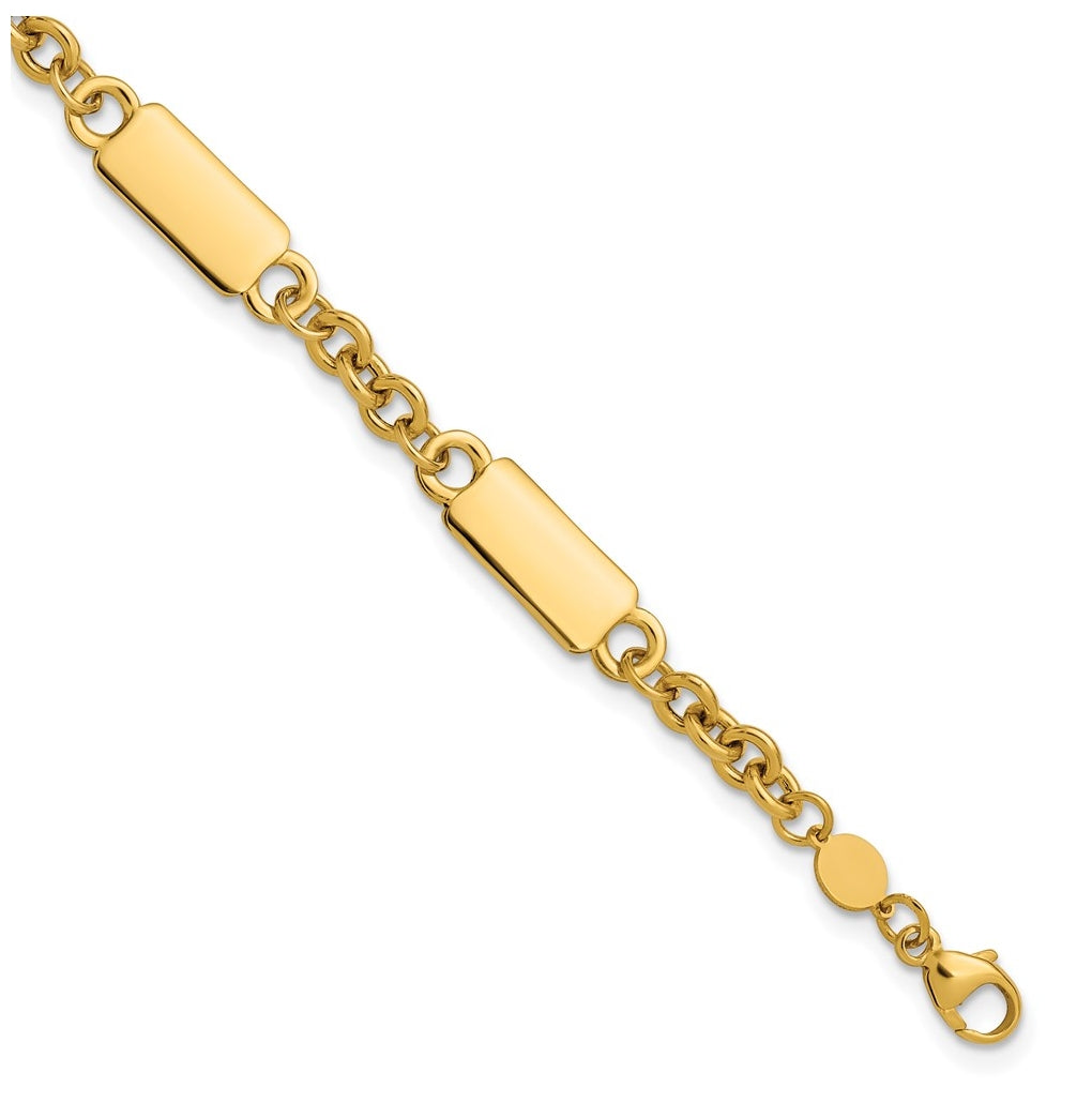 14k Yellow Gold Polished Bar Station Bracelet