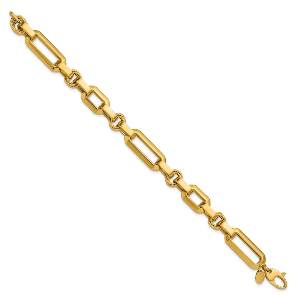 14k Yellow Gold Polished Fancy Link Bracelet