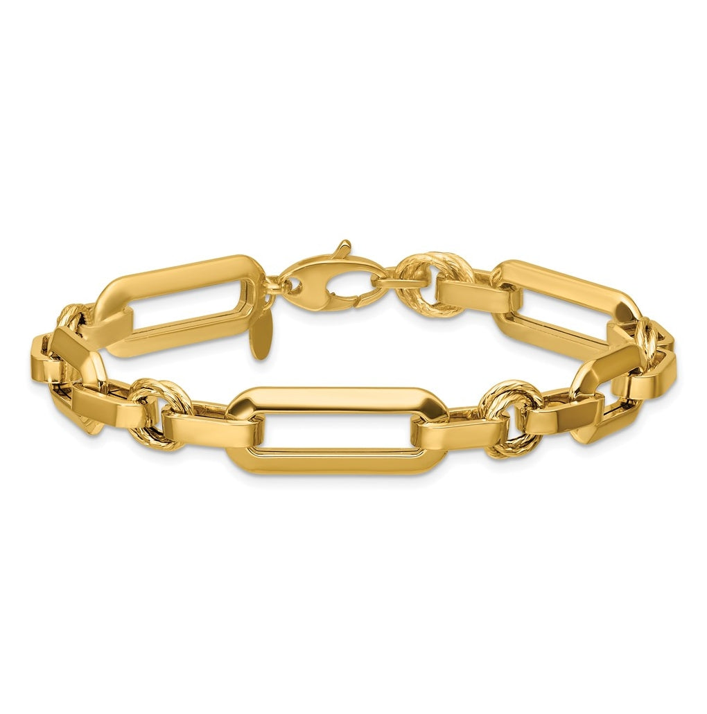 14k Yellow Gold Polished Fancy Link Bracelet