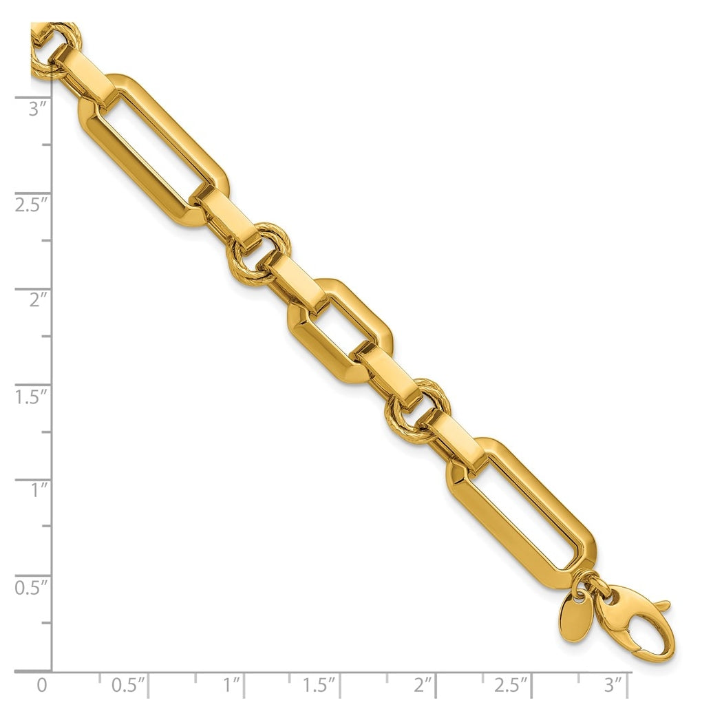 14k Yellow Gold Polished Fancy Link Bracelet