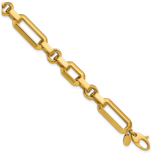 14k Yellow Gold Polished Fancy Link Bracelet
