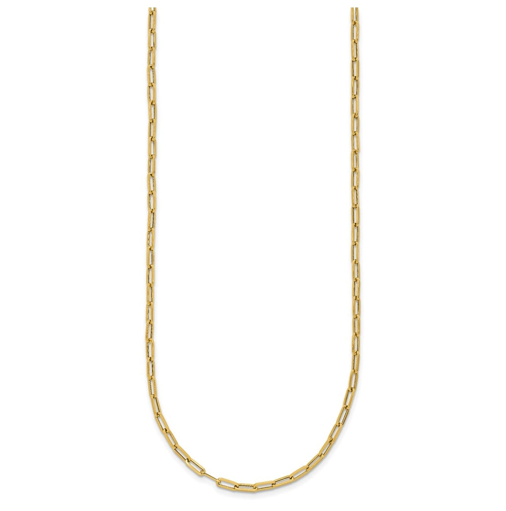 14k Yellow Gold Polished Paperclip Necklace