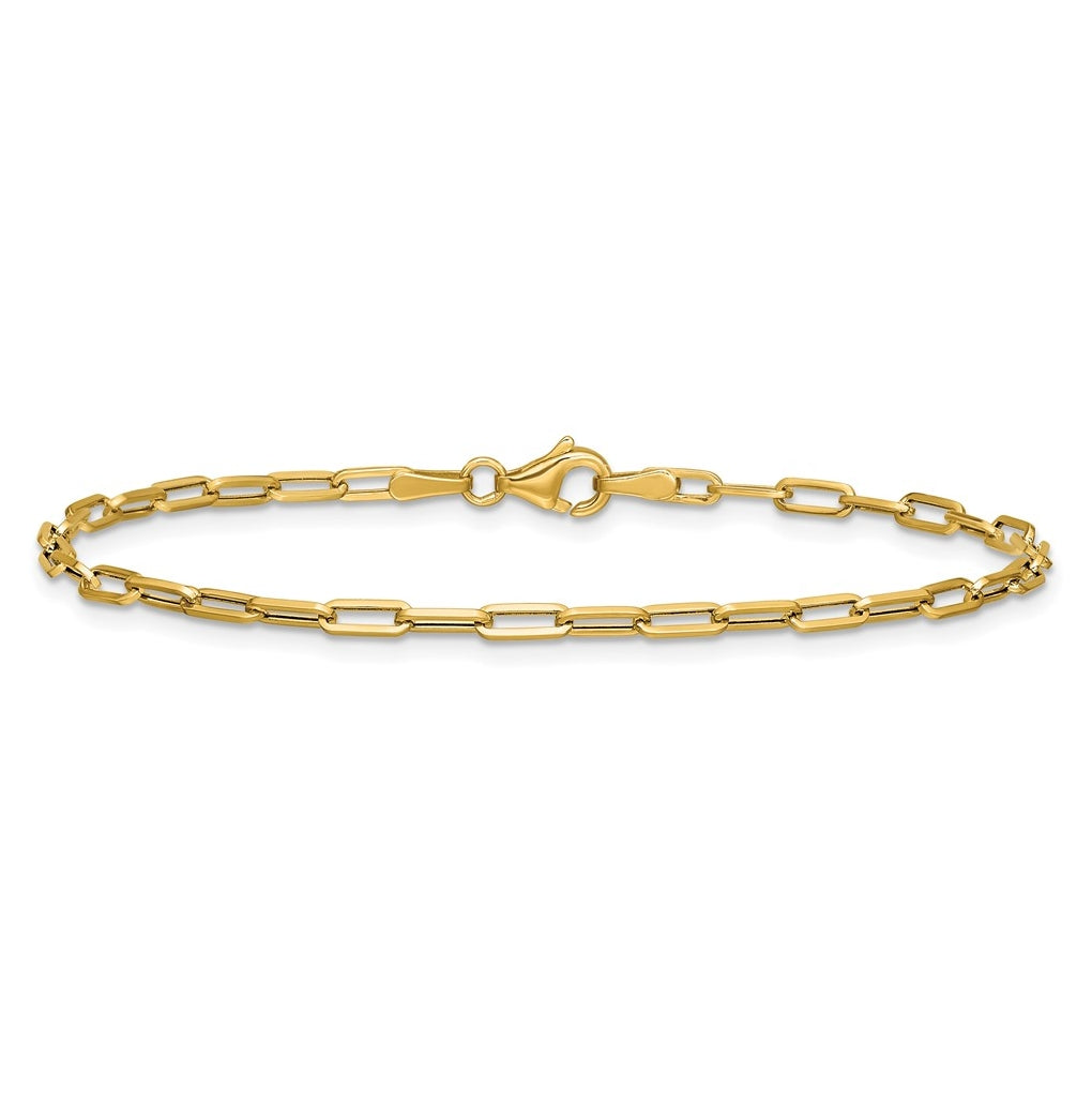 14k Yellow Gold Polished Paperclip Bracelet