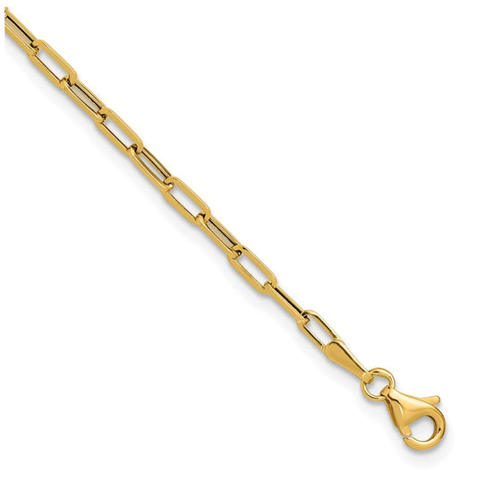 14k Yellow Gold Polished Paperclip Bracelet