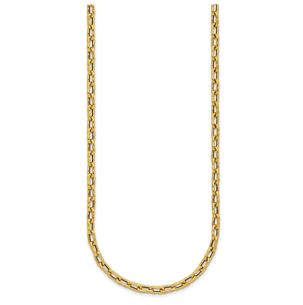 14k Yellow Gold Polished Textured Fancy Link Necklace