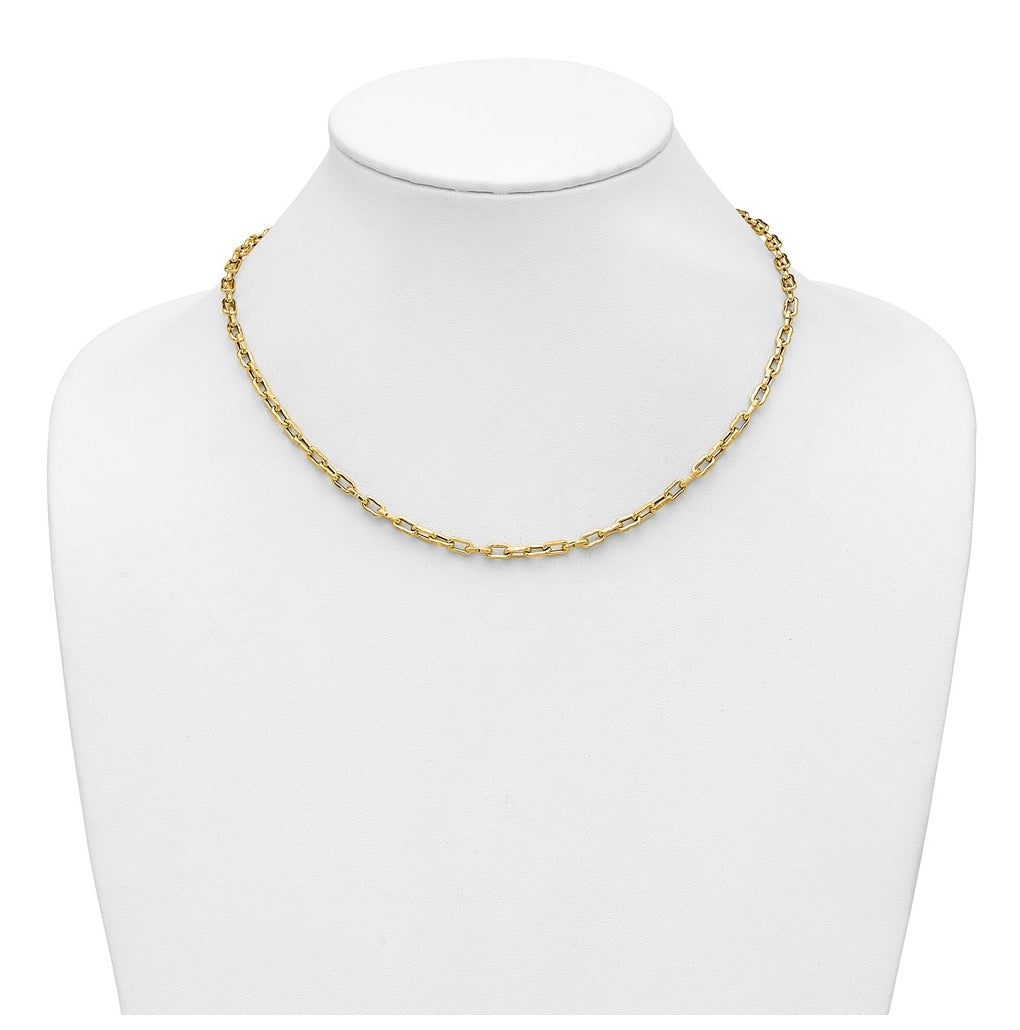 14k Yellow Gold Polished Textured Fancy Link Necklace