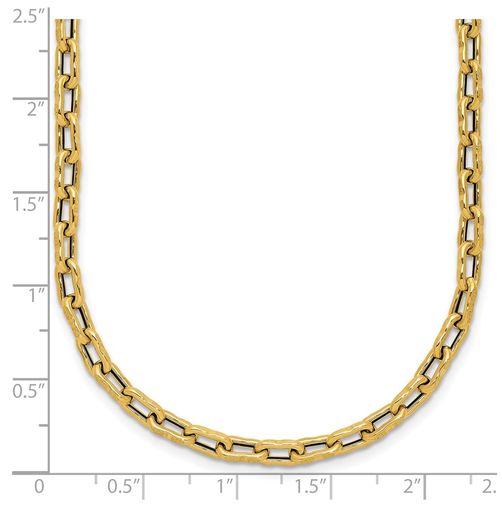 14k Yellow Gold Polished Textured Fancy Link Necklace