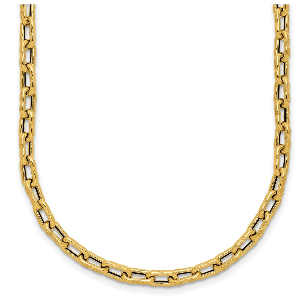 14k Yellow Gold Polished Textured Fancy Link Necklace