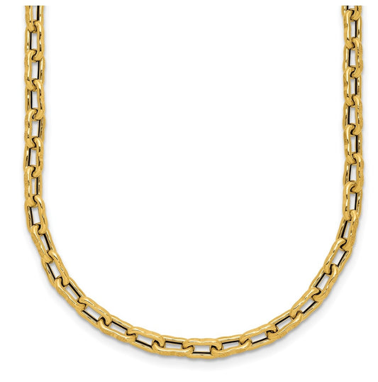 14k Yellow Gold Polished Textured Fancy Link Necklace