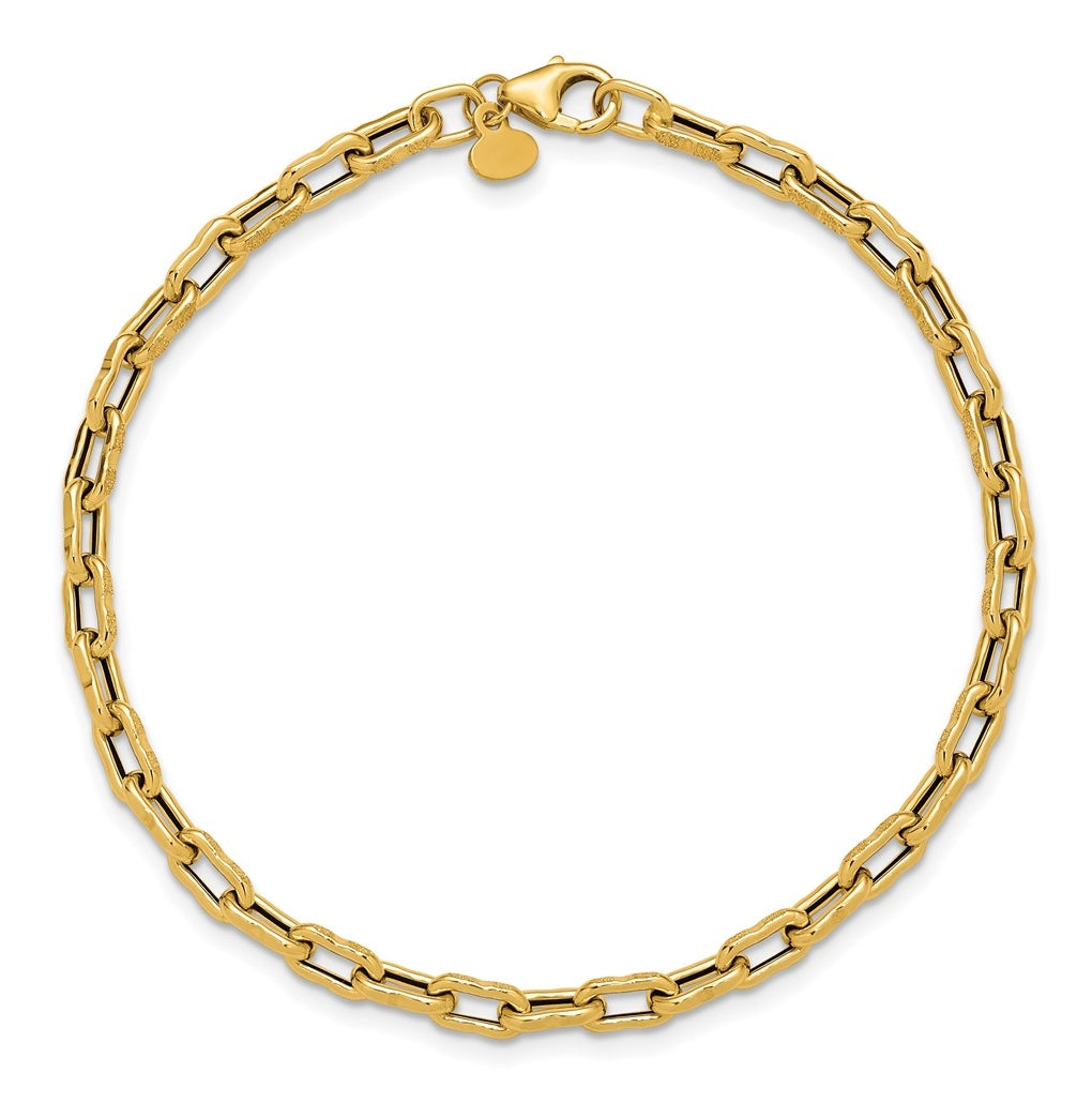 14k Yellow Gold Polished Textured Fancy Link Bracelet