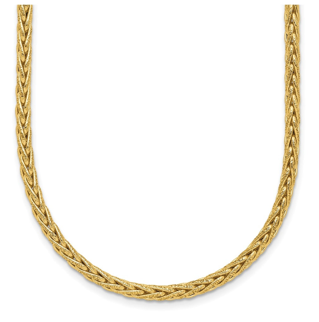 14k Yellow Gold Polished and Textured Fancy Link Necklace