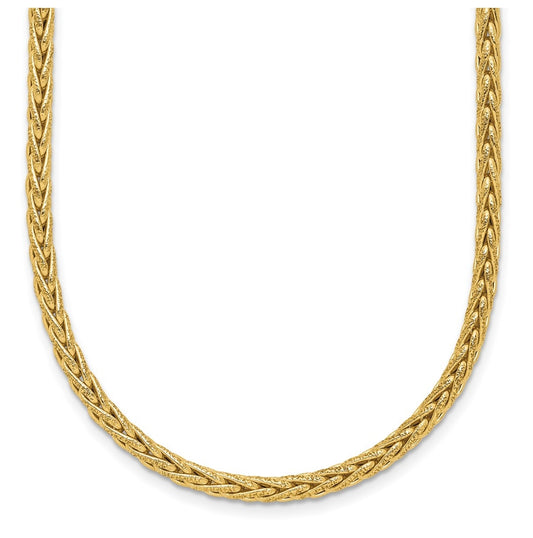 14k Yellow Gold Polished and Textured Fancy Link Necklace