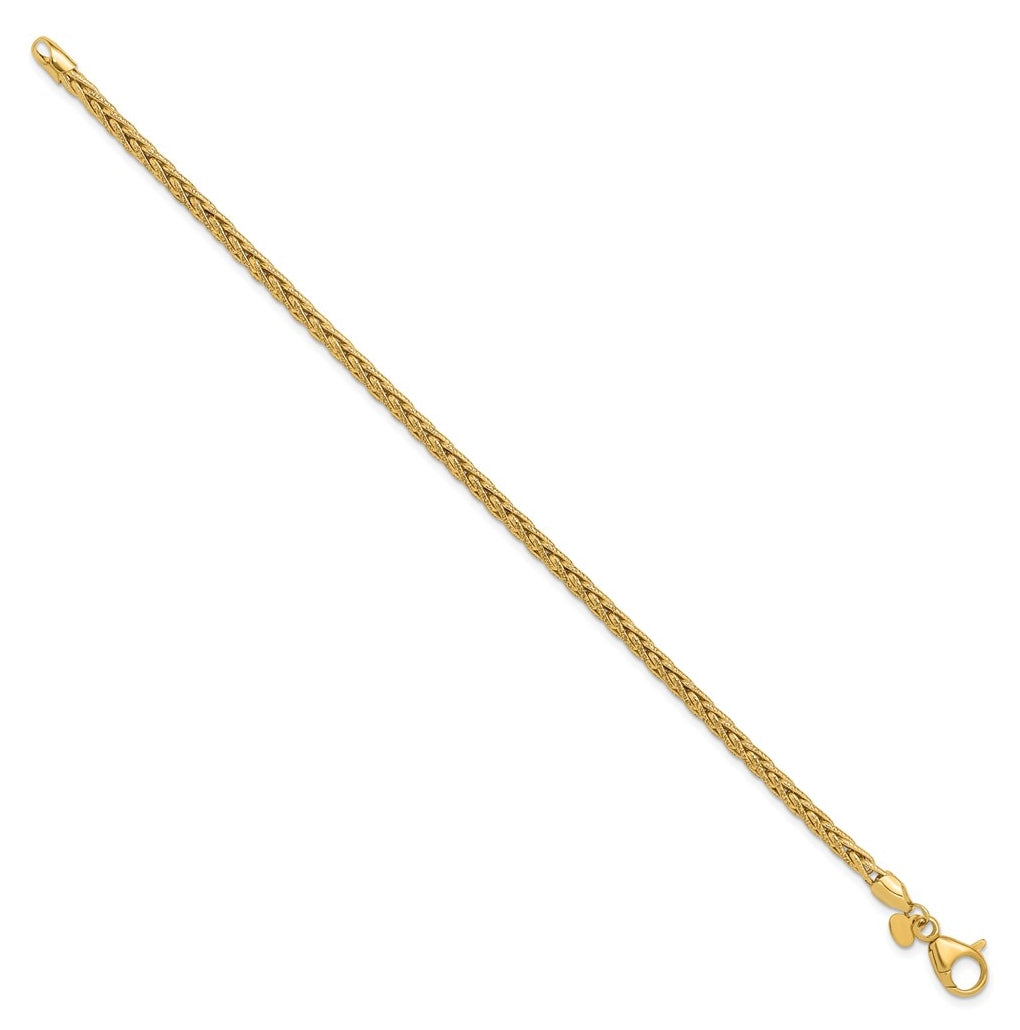 14k Yellow Gold Polished and Textured Fancy Link Bracelet