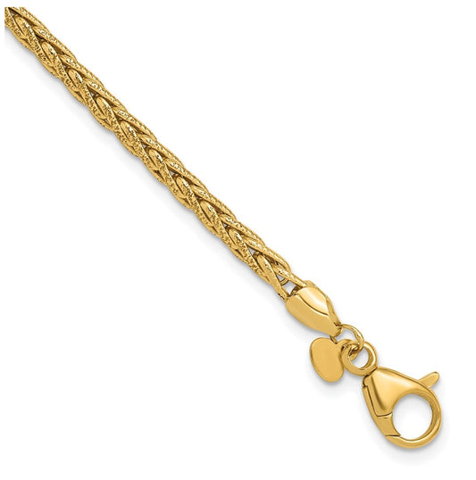 14k Yellow Gold Polished and Textured Fancy Link Bracelet