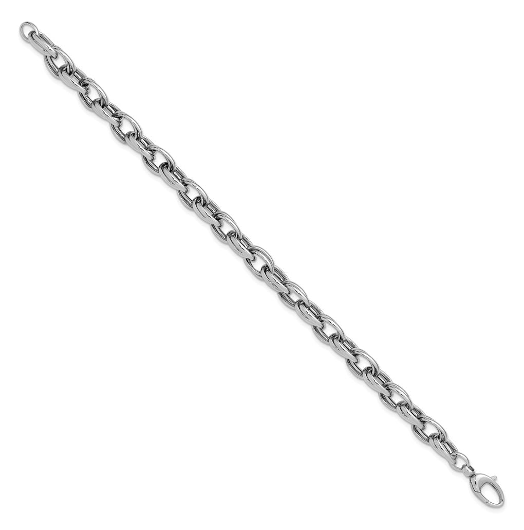 14K White Gold Polished Fancy Link Bracelet