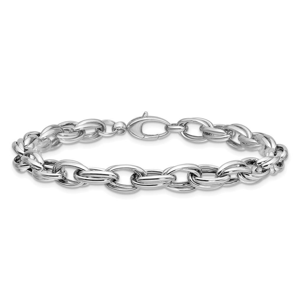 14K White Gold Polished Fancy Link Bracelet