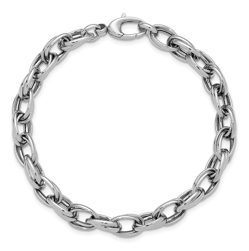 14K White Gold Polished Fancy Link Bracelet