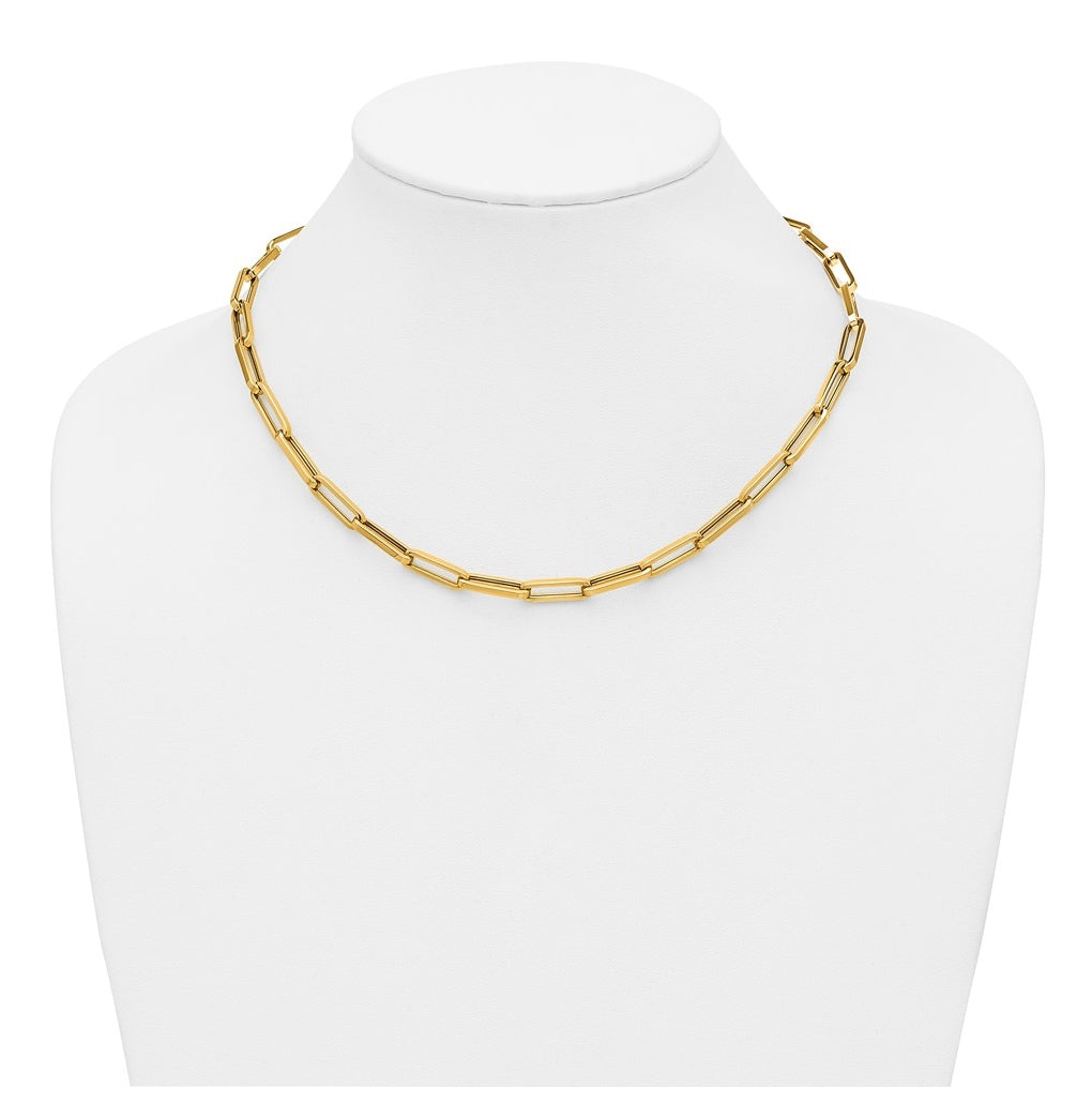 14k Yellow Gold Polished Paperclip Link Necklace
