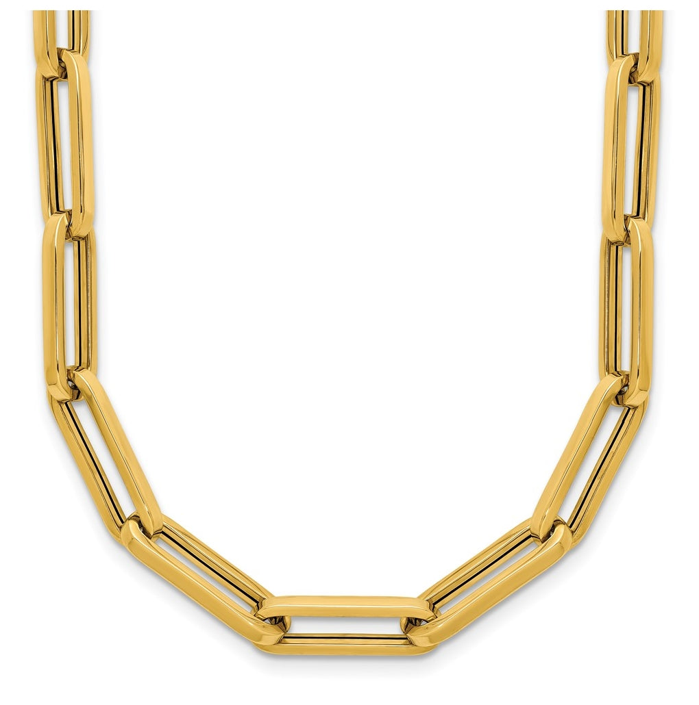 14k Yellow Gold Polished Paperclip Link Necklace