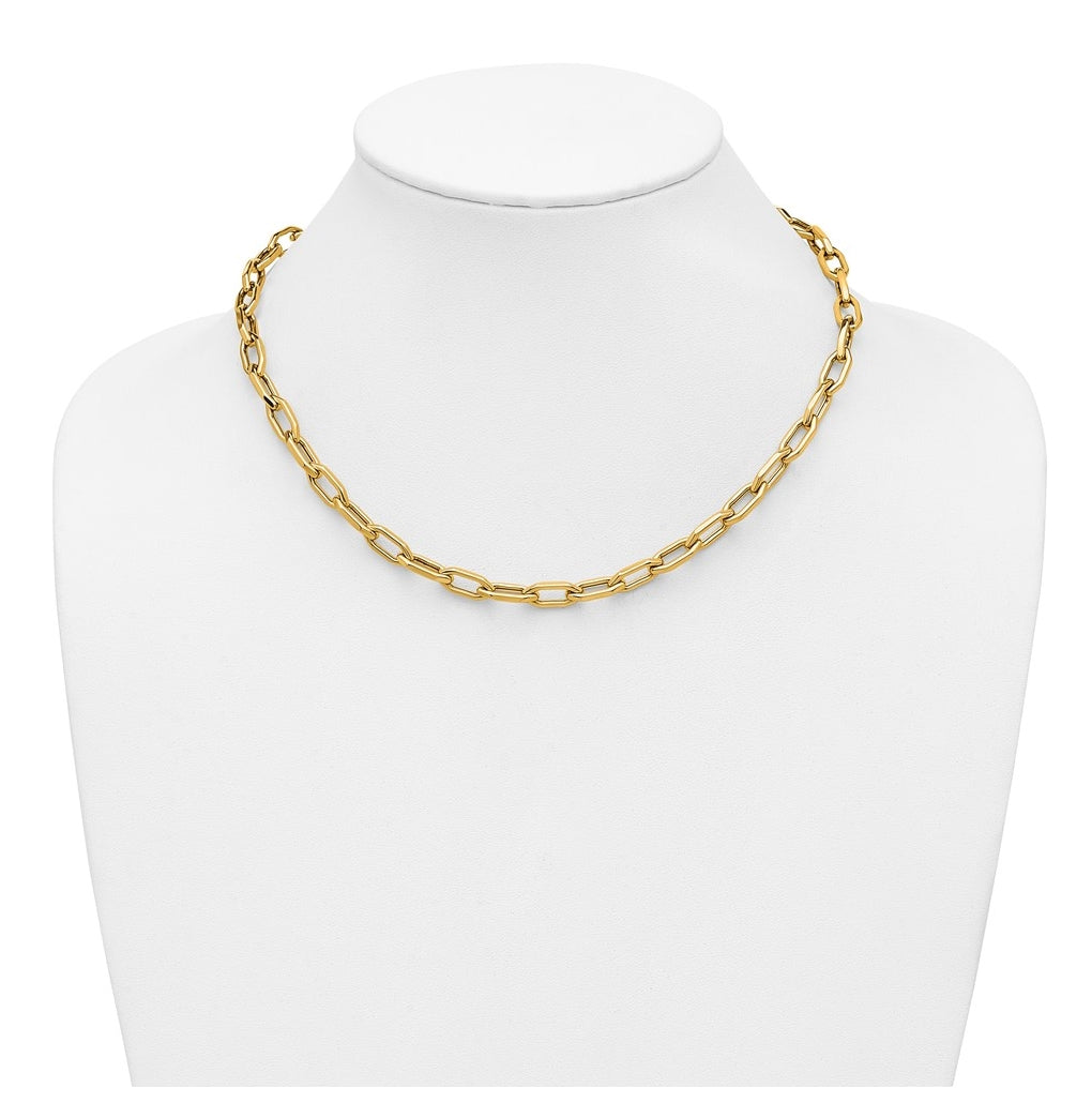 14k Yellow Gold Polished Fancy Link with .5in ext. Necklace