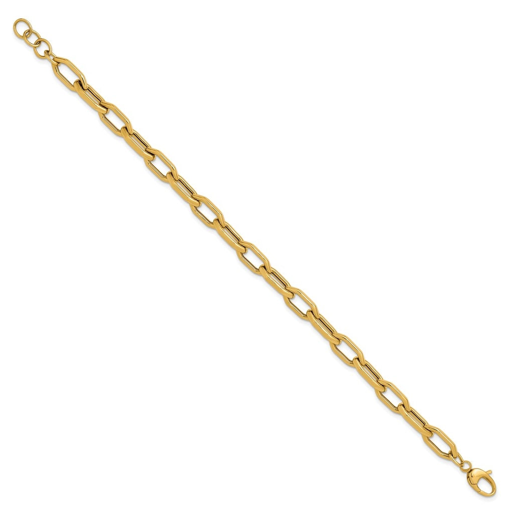 14k Yellow Gold Polished Fancy Link with .5in ext. Bracelet