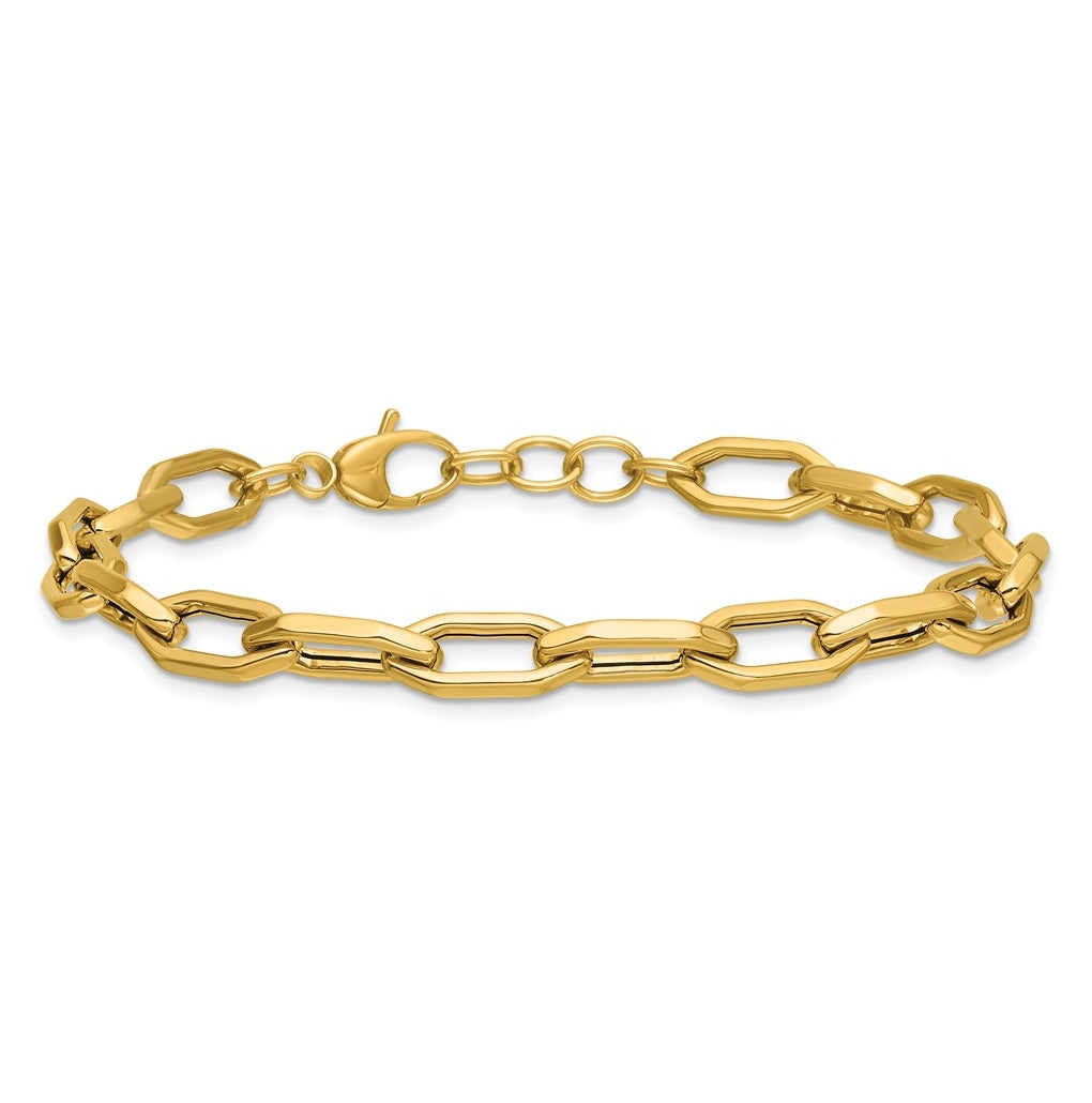 14k Yellow Gold Polished Fancy Link with .5in ext. Bracelet