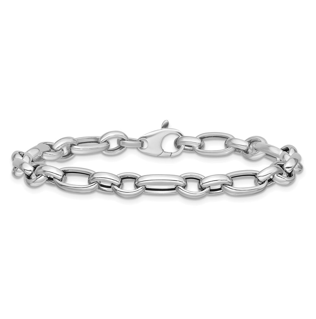 14K White Gold Polished Fancy Link Bracelet