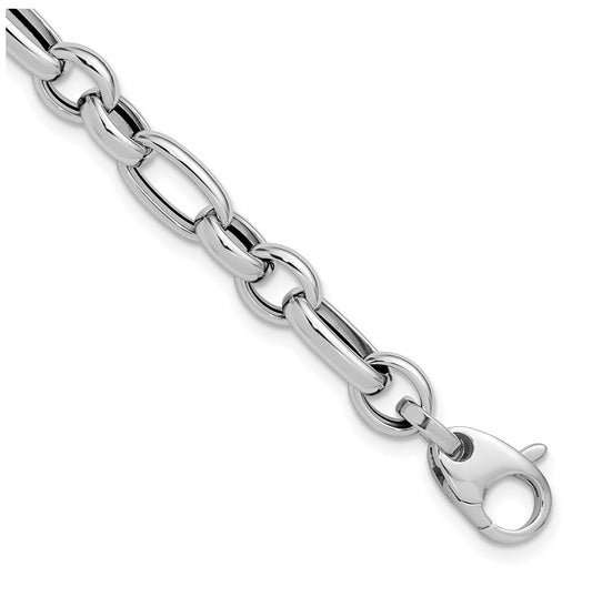 14K White Gold Polished Fancy Link Bracelet