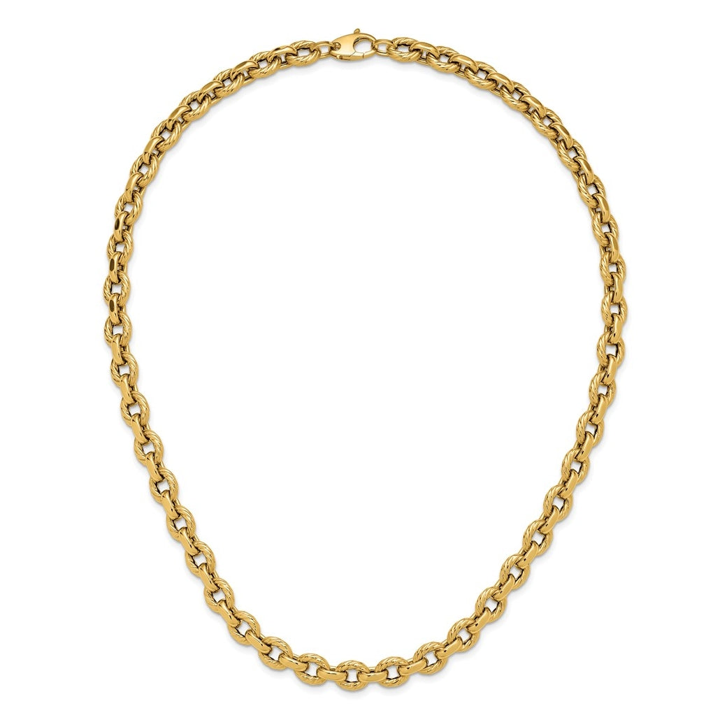 14k Yellow Gold Polished and Twisted Fancy Link Necklace