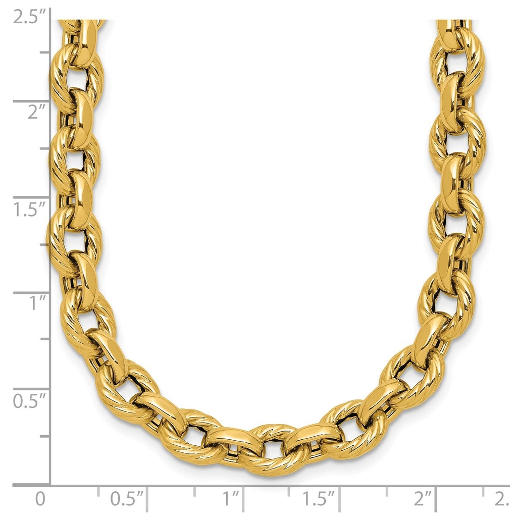 14k Yellow Gold Polished and Twisted Fancy Link Necklace