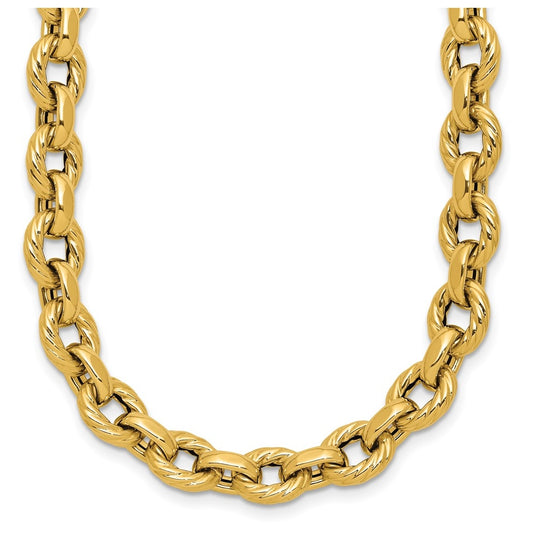 14k Yellow Gold Polished and Twisted Fancy Link Necklace