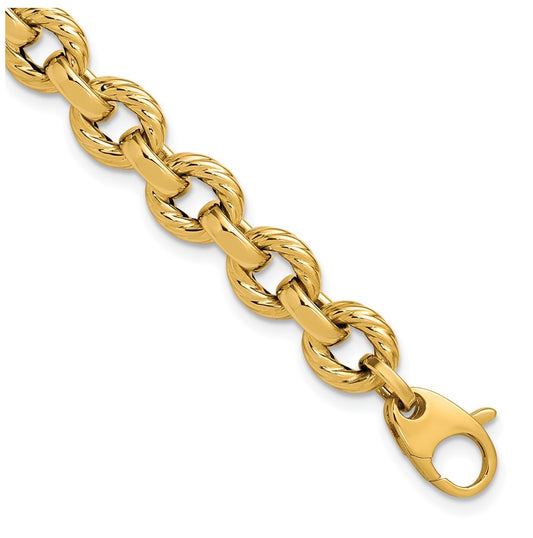 14k Yellow Gold Polished and Twisted Fancy Link Bracelet