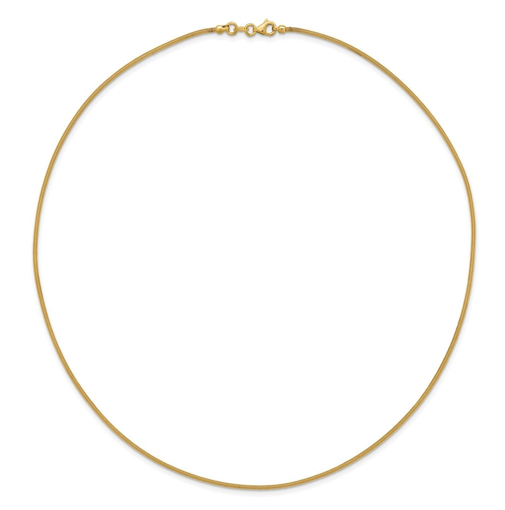 14k Yellow Gold 1.2mm Round Satin Omega Wire Necklace
