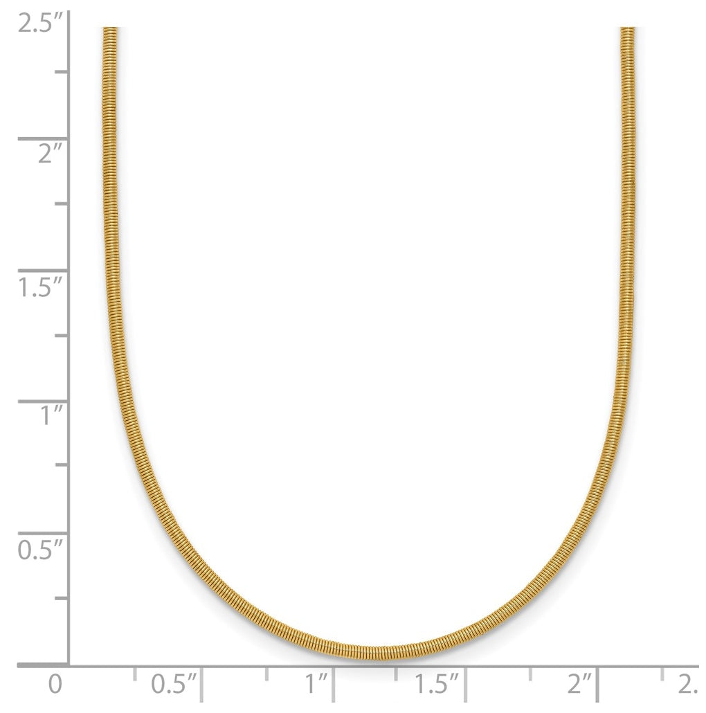 14k Yellow Gold 1.2mm Round Satin Omega Wire Necklace