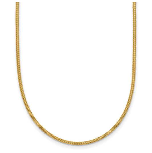 14k Yellow Gold 1.2mm Round Satin Omega Wire Necklace