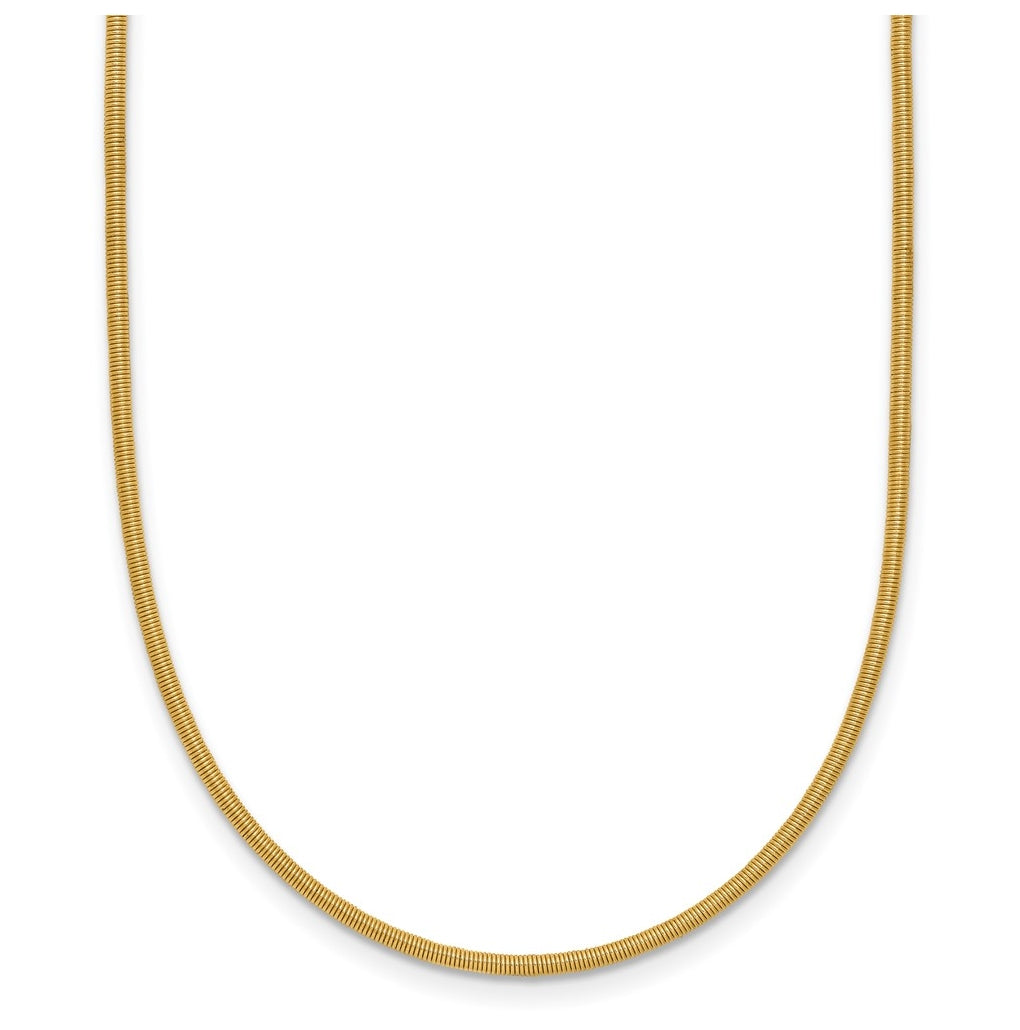 14k Yellow Gold 1.2mm Round Satin Omega Wire Necklace