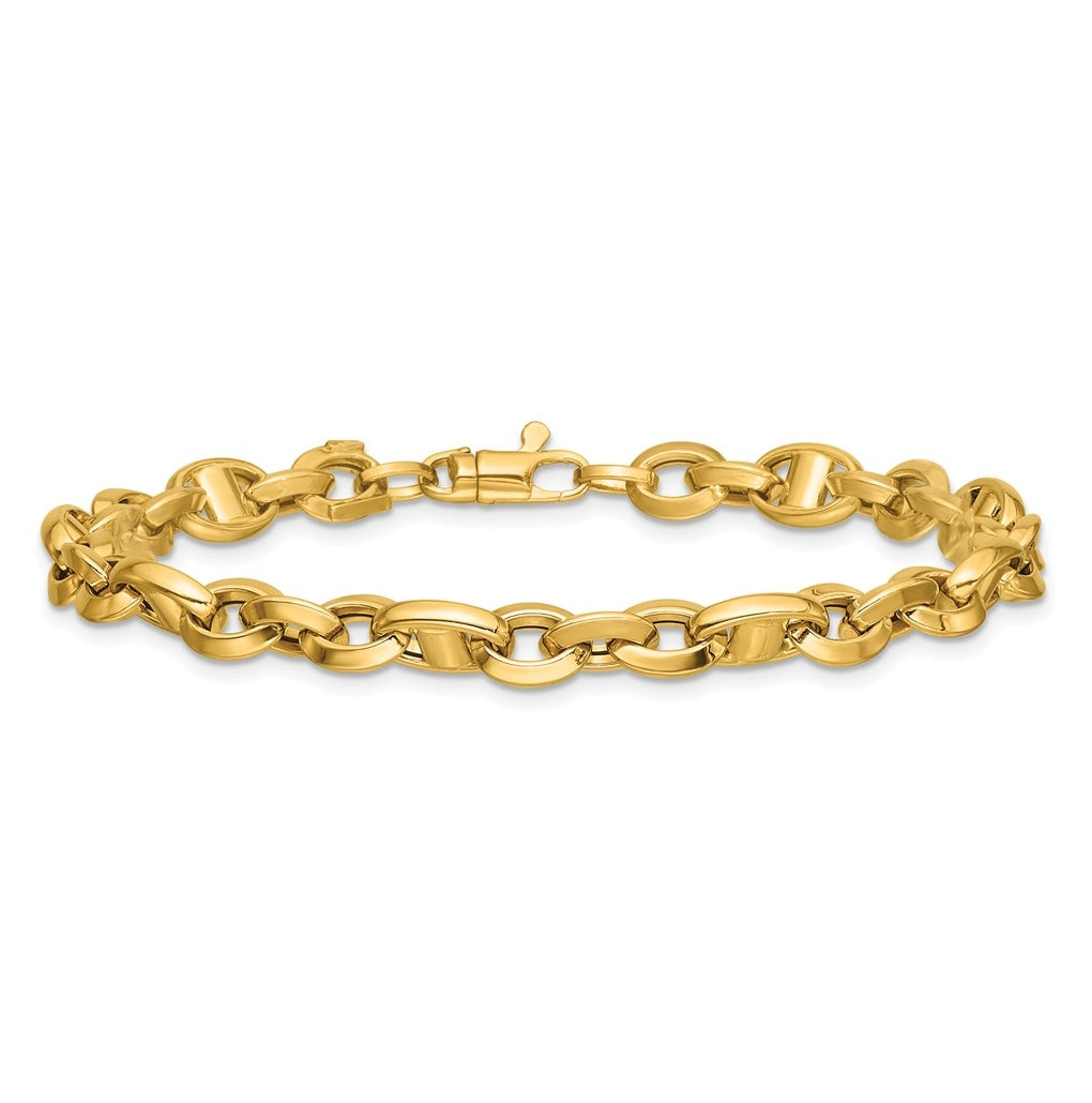 14k Yellow Gold Polished Fancy Link Bracelet