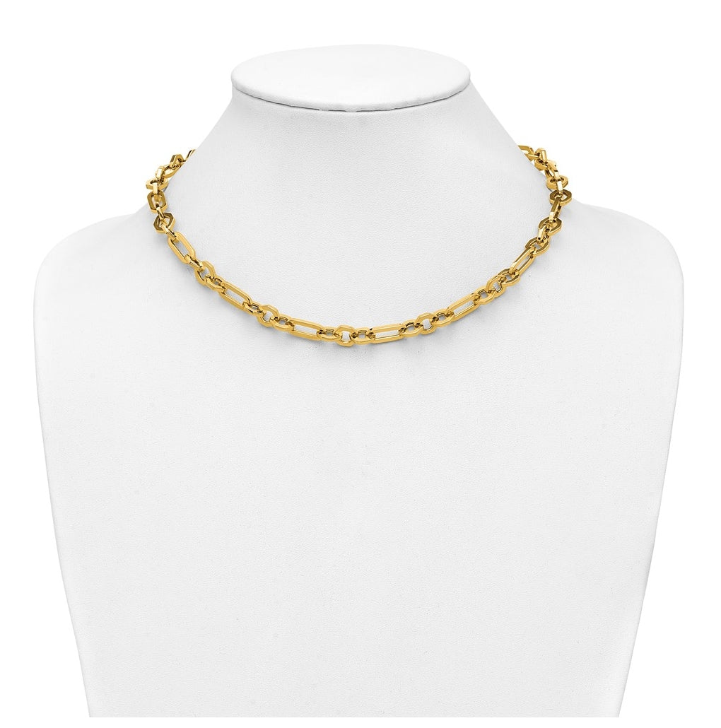 14k Yellow Gold Polished Fancy Link Necklace