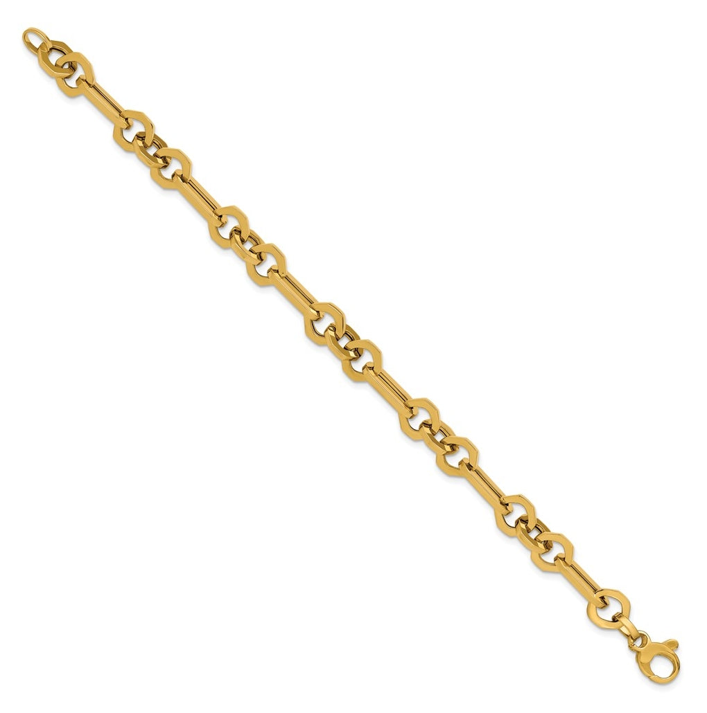 14k Yellow Gold Polished Fancy Link Bracelet
