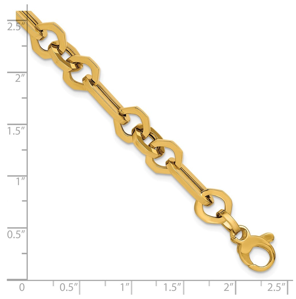 14k Yellow Gold Polished Fancy Link Bracelet