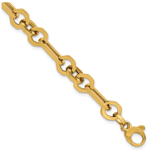 14k Yellow Gold Polished Fancy Link Bracelet