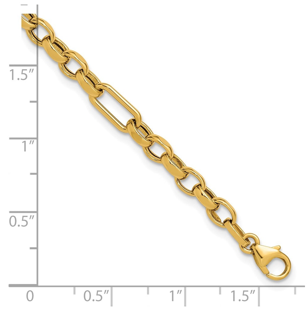 14k Yellow Gold Polished Fancy Link Bracelet