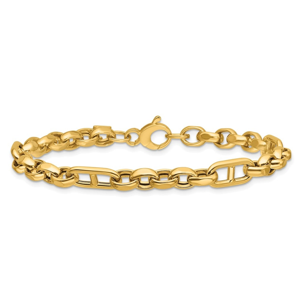 14k Yellow Gold Polished Fancy Link Bracelet